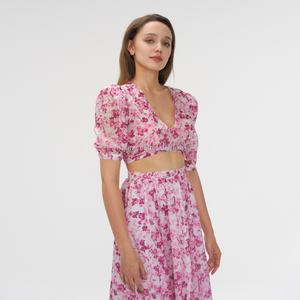 Ensemble d'été OEM pour femme : Robe tendance à imprimé floral, col en V, taille haute, jupe longue 2 pièces - Product Image 4