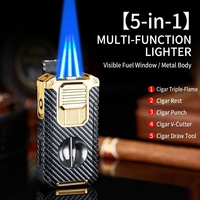 Briquet coupe-flamme triple style classique, design moderne en métal AMBER AD-056, accessoires pour fumeurs au gaz butane, logo personnalisé