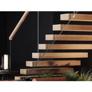 Escalier Mono <span class=keywords><strong>de</strong></span> luxe en bois <span class=keywords><strong>de</strong></span> chêne blanc Conception <span class=keywords><strong>de</strong></span> luxe Garde-corps en verre trempé Colonne vertébrale en acier Droit Hall d'appartement en métal - Product Image 4