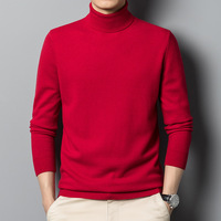 Pull en tricot personnalisé mode hiver chaud couleur unie pull en laine à col rond chandails en tricot pour hommes