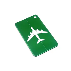 Luggage Metal Plate Wholesale Green Aluminum Alloy Travel Bag Tags Airplane Metal Travel ID Card For Travel Luggage