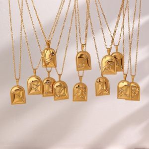 Collar de Joyería de Moda con Horóscopo Personalizado, 12 Signos del Zodiaco, Forma de Campana, Chapado en Oro, Acero Inoxidable, Circonita Cúbica - Product Image 1