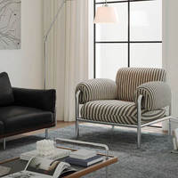 Fauteuil d'appoint rayé de style Bauhaus pour salon, chambre, appartement, villa, hôtel, chaise longue de lecture et de détente pour la maison