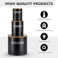 Boîte de rangement pour pommes de terre Pot à oignons Pot à pommes de terre Pot à ail Lot de 3 empilables avec couvercle en bambou durable