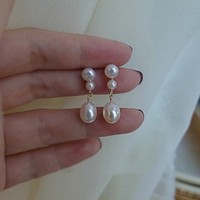 Boucles d'oreilles longues élégantes pour femmes, bijoux de mariage, cadeaux d'anniversaire, perles d'eau douce naturelles