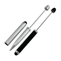 Stylo tactile en métal robuste pour la création de gadgets DIY et d'objets artisanaux, avec fente pour perles décoratives en forme de goutte d'eau, logo personnalisable, écriture fluide, promotionnel