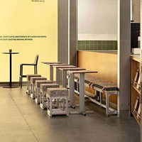 Ensemble de table et tabourets de café commercial pour bistrot, restaurant, café, avec structure en alliage d'aluminium, banc en mousse et plateau en contreplaqué
