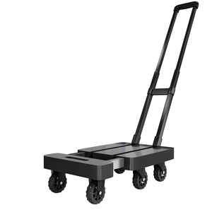 Carretilla telescópica, carrito de carga plegable, carretilla de mano portátil de 6 ruedas, carrito de arrastre silencioso y reforzado, carretilla de plataforma plana para el hogar - Product Image 1