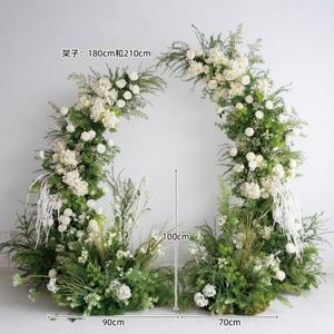 Fondo de arco de boda personalizable, conjunto de hibisco y orquídea tropical, arreglo floral de arco para decoración de boda en la playa - Product Image 2