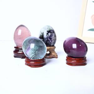 Sculpture en cristal d'oeuf de fluorite-objet d'art en pierre brute de guérison d'énergie de guérisseur d'or avec affichage de minéraux naturels - Product Image 3