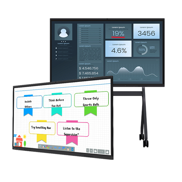 55-110 Inch 40-Point IR Touch 4K LCD Interactive Smart Board with AI 48MP Camera Dual OS for Schools and Classroom Use