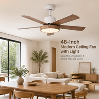 Ventilateur de plafond moderne silencieux européen DC 122 cm 5 pales en acrylique avec télécommande et lumière LED dimmable DC 36V 6 vitesses compatible salon