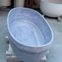 Baignoire autoportante en pierre de travertin de forme ovale, en résine de pierre artificielle, baignoire en Tostone, surface solide pour villa