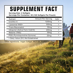 Customizable NAD+ Softgels with Urolithin A Betaine Cell Vitality Support Vegan Antioxidant <b>Supplement</b> Softgels - Product Image 2