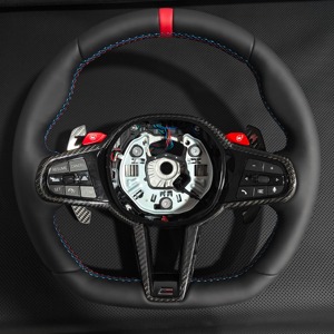 พวงมาลัยหุ้มหนังคาร์บอนไฟเบอร์สำหรับรถ BMW M2 M3 M4 M5 F10 F50 F30 F32 F80 F82 F90 G30 G20 - Product Image 1