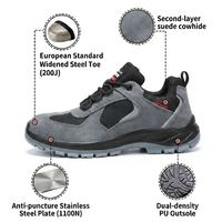 Sepatu Keselamatan Anti-Statik ESD Low Cut Unisex dengan Pelindung Ujung Baja, Kulit Suede, Bernapas, Anti-Tusuk, untuk Elektronik