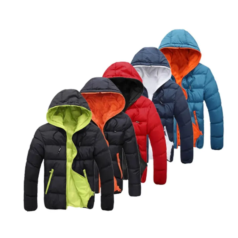 custom logo men's fashion puffer jacket padded hooded down winter jacket J0107