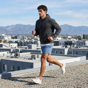 กางเกงกีฬาขาสั้นแห้งเร็วสำหรับผู้ชาย เทคโนโลยีเอวยางยืด ปรับเชือกผูกได้ ระบายอากาศได้ดี สำหรับออกกำลังกาย วิ่ง เล่นบาสเก็ตบอล - Product Image 2