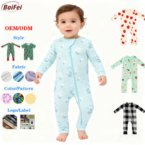 Baju Bayi Baru Lahir Custom Nyaman Lengan Panjang Resleting YKK Dua Arah Bahan Lyocell Bambu Romper Bayi - Product Image 1