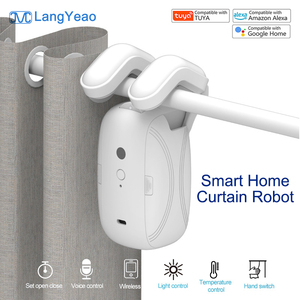 Langyeao Tuya ble/wifi/zigbee ม่านอัจฉริยะ4000mAh แบตเตอรี่ใช้งานได้กับ <span class=keywords><strong>Alexa</strong></span> Google Home รองรับ8kg สำหรับทุกแทร็ก - Product Image 1