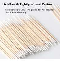Qian Ya cotons-tiges en bois à double extrémité-pointes pointues pour l'art des ongles/maquillage, détails de précision et enlèvement de vernis (100 pièces/sac)
