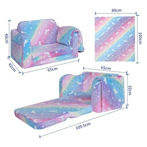 Giving Tree <b>Kids</b> <b>Sofa</b> Chair Foldable 65cm Rainbow Unicorn Design Baby Nap Bed Soft Cushion For Children 3 Years Above - Product Image 1