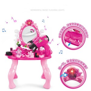 Tocador <span class=keywords><strong>de</strong></span> princesa <span class=keywords><strong>de</strong></span> alta calidad, juguetes, juego <span class=keywords><strong>de</strong></span> maquillaje, mesa interior, juguetes para jugar a las casitas con <span class=keywords><strong>espejo</strong></span> y luz <span class=keywords><strong>de</strong></span> sonido para niñas - Product Image 1