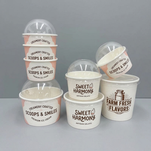 Custom <b>Disposable</b> Ice Cream <b>Cups</b> Frozen Yogurt Dessert Shop Takeaway Ice Cream Container with Lid Ice Cream Package - Product Image 3