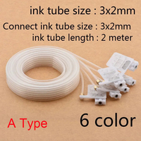 Tubo de Tinta de 2 Metros y 6 Colores con Amortiguador para Cabezales de Impresión Epson/Mimaki I3200 XP600 TX800 4720 DX5 5113 JV33 JV5