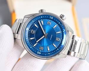 Men’s Round <b>Automatic</b> Sports Watch with Rotating Bezel Polished Stainless Steel Bracelet Blue Dial Casual Wristwatch - Product Image 4