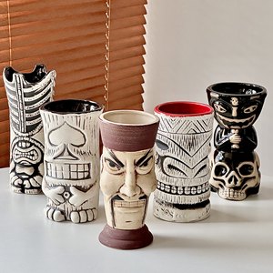 Vente en gros de tasses à cocktail en céramique Tiki Crâne, style <span class=keywords><strong>pirate</strong></span> <span class=keywords><strong>des</strong></span> Caraïbes et zombie, pour bars hawaïens, fêtes, restaurants, avec logo personnalisé, idéal comme cadeau - Product Image 3