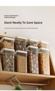 Moisture Resistant PET Plastic Sealed <b>Storage</b> Canister Clear Visible Design Eco-Friendly <b>Stackable</b> Kitchen Food Container for - Product Image 6
