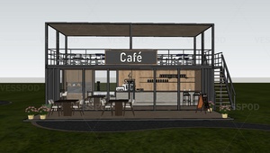 Café mobile préfabriqué de 30 pieds pour stade, restaurant conteneur à double étage, café - Product Image 3
