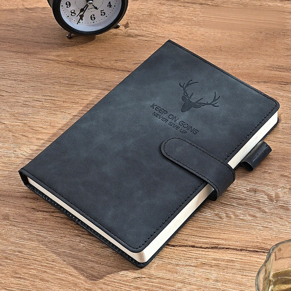 Black leather buckle-deer head-180 sheets 360 pages
