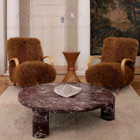Table basse ronde en marbre de style nordique moderne et luxueux avec pieds solides pour la maison, l'appartement, le bureau, le bar, meuble parfait pour le salon