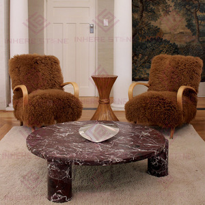 Nordic Modern Luxury <strong>Marble</strong> Round Coffee <strong>Table</strong> with Solid Legs for Home Apartment Office <strong>Bar</strong> Perfect Living Room Furniture - Product Image 4