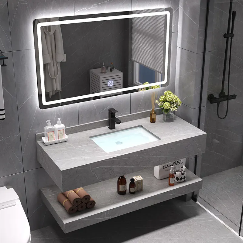 Lanjia AYZ015-juegos de tocador de baño personalizados, armario de diseño moderno de lujo, tocador de baño montado en la pared, novedad de 2023