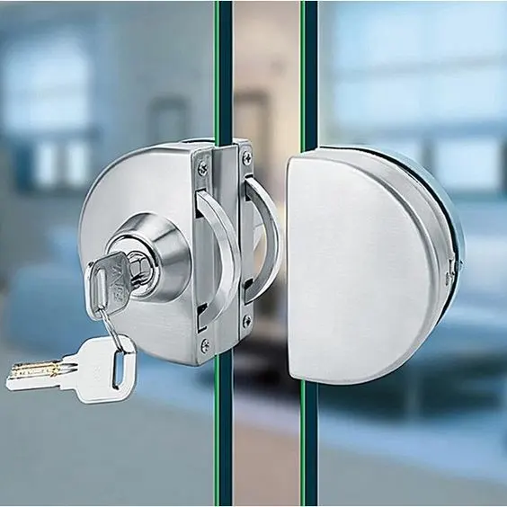 Home Hotel Bathroom Frameless Glass Door Double Lock Stainless Steel Glass Door Latch 8~12mm Sliding Glass Door Lock