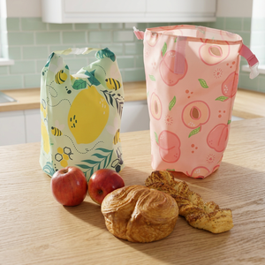 Sac à déjeuner réutilisable à imprimé fruits avec fermeture éclair, design en polyester écologique avec cordon de serrage pour le stockage alimentaire - Product Image 1