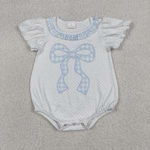 Romper de Verano Azul con Lazo para Bebés Niñas Pequeñas, Ropa de Boutique Infantil al por Mayor, Precio de Fábrica - Product Image 4