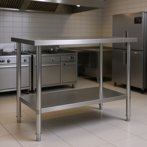 Mesa de Trabajo para Cocina Comercial 39.4x23.6x33.5 de Acero Inoxidable con Patas Ajustables y Acabado Pulido - Product Image 2