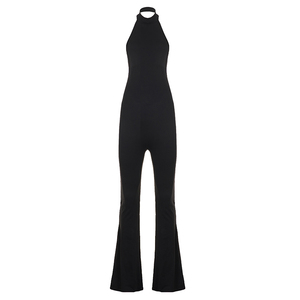 Mono de punto transpirable con cuello halter de color liso y corte regular estilo streetwear atrevido para mujer - Product Image 6