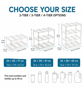 Modern 40 Oz Four-Tier Plastic Tumbler <b>Storage</b> Rack Stackable Cup Organizer Beverage Display Holder for <b>Kitchen</b> Counter - Product Image 6