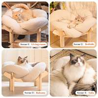 Lit pour chat en bois de qualité supérieure en forme de pétale, résistant aux morsures, décoration d'intérieur, canapé, toutes saisons, design tendance, montage facile, maison avec structure solide