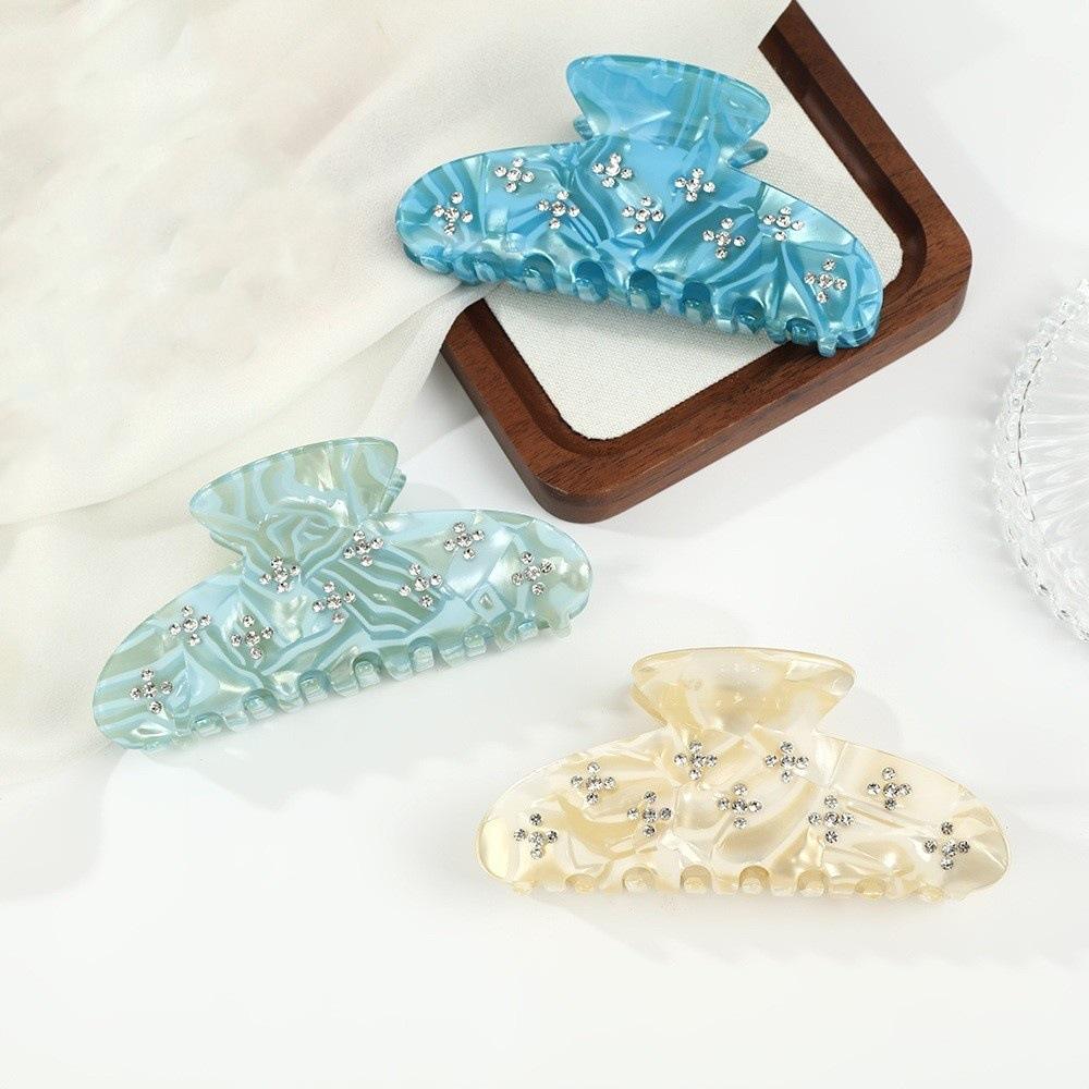 DOWELL New Diamond-Studded Acetate Hair Clips for Kids Shark-Shaped High-Neck Hairstyle Hair Claw