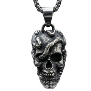 Yunnique – collier avec pendentif en forme de crâne de serpent en acier inoxydable pour hommes, bijoux de Style Hip Hop - Product Image 5