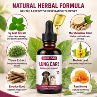 Gouttes pour les soins pulmonaires des animaux de compagnie, soutien respiratoire pour chiens et chats, formule à base de plantes naturelles, OEM ODM, marque privée, cGMP, non-OGM
