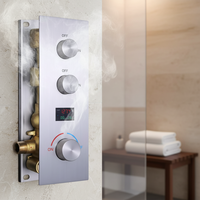 Robinet de Douche Thermostatique Poli avec Affichage de Température, Cartouche Céramique, Jet de Massage et Contrôle d'Équilibrage de Pression