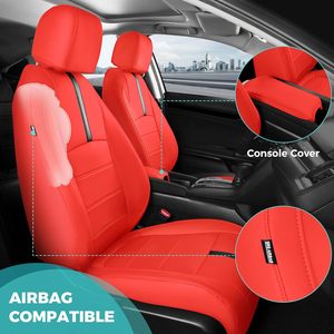 Personalizzato per <span class=keywords><strong>coprisedili</strong></span> in pelle Nappa 2016 2021 <span class=keywords><strong>Honda</strong></span> <span class=keywords><strong>Civic</strong></span> Set completo personalizzazione degli interni rosso brillante con protezione - Product Image 6