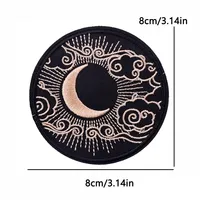 Patchs brodés Célestes Lune Soleil, Appliques thermocollantes DIY, Patchs Bohème Sorcière Champignon Crâne Cristal Floral pour Jeans et Vestes